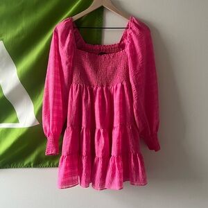 Urban Outfitters River Smock Long Sleeve Mini Dress